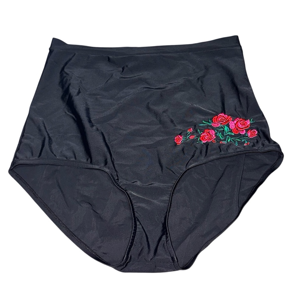 Cocoship XL Rose Embroidered Super High Waisted Bikini Bottoms